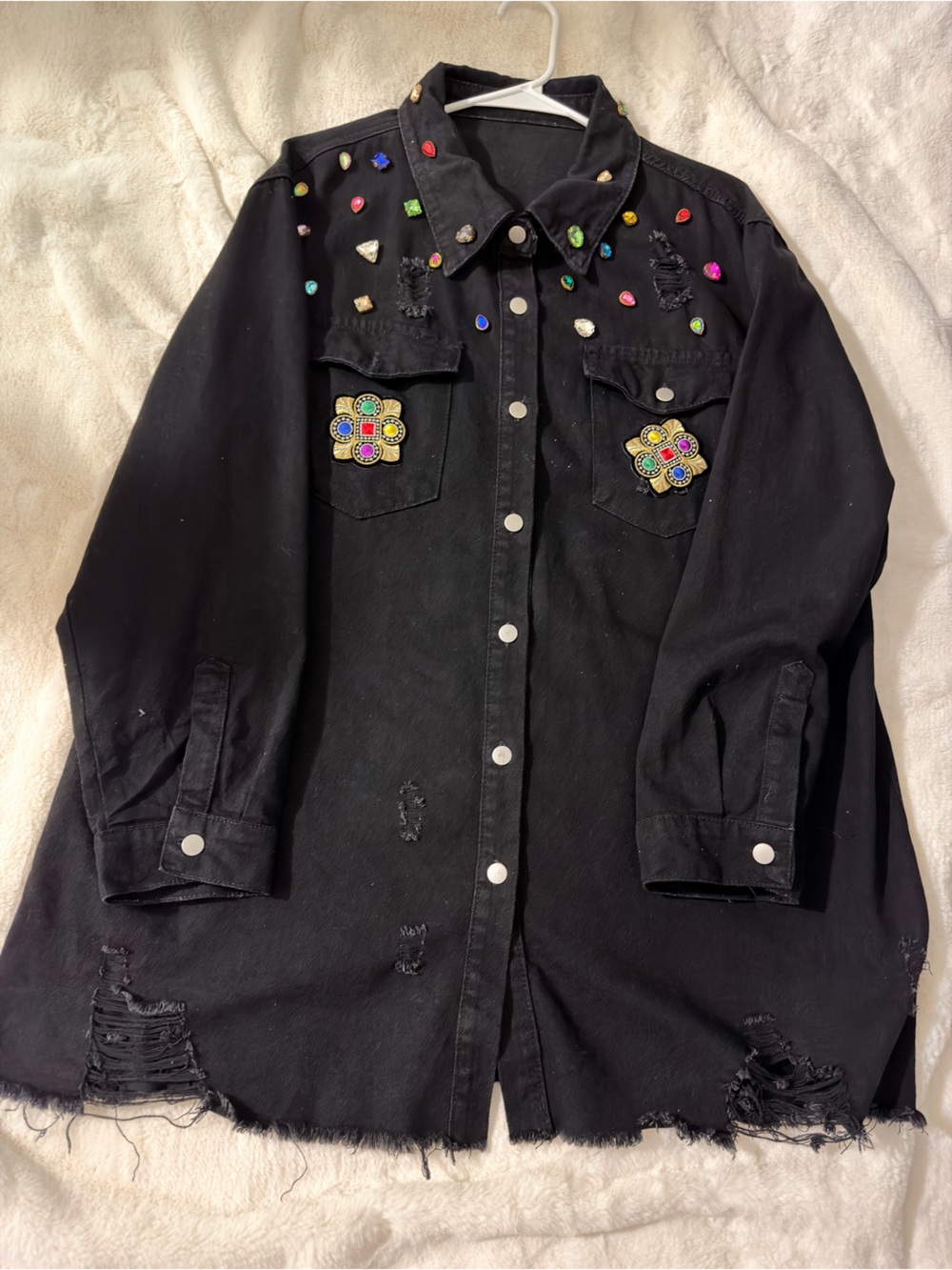 Embellished Black Denim Jacket